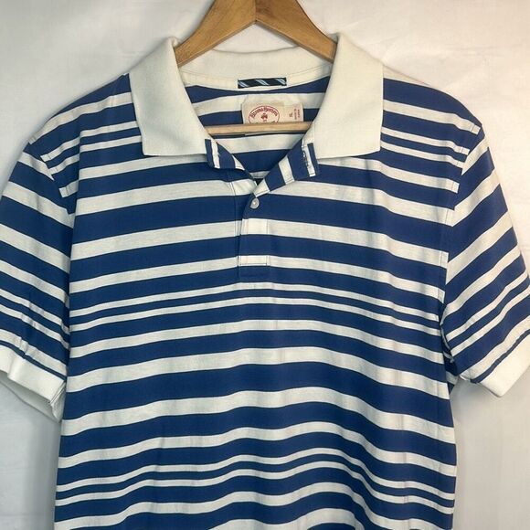 Brooks Brothers Red Fleece Mens Blue White Striped Polo XL Short Sleeve LOOK - Picture 2 of 8